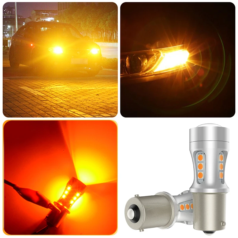 1 шт. 1156 BAU15S PY21W BA15S P21W светодиодный светильник T20 7440 W21W 7443 W21/5 Вт T15 для автомобилей указатели поворота белый желтый красный освещения 12V