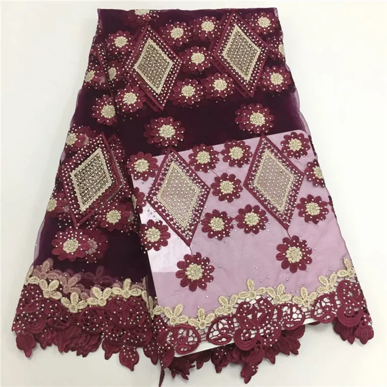 Желтый Гипюр кружево ткань + камни Новый Африканский новая в африканском стиле