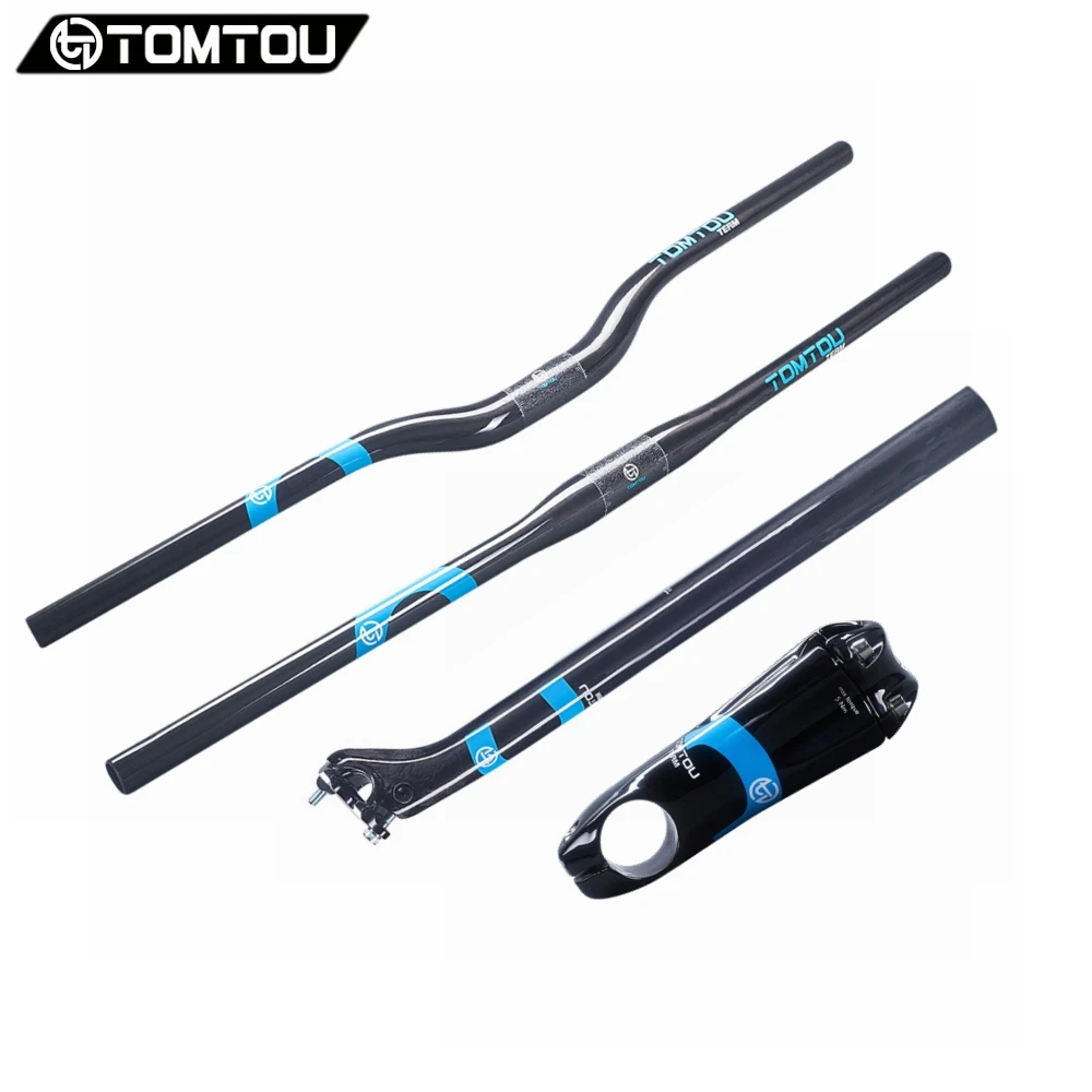 TOMTOU углеродный руль набор Mtb велосипедный Руль+ подседельный штырь 20 мм Setback+ ствол 10 градусов горный велосипед запчасти синий-TC3T17