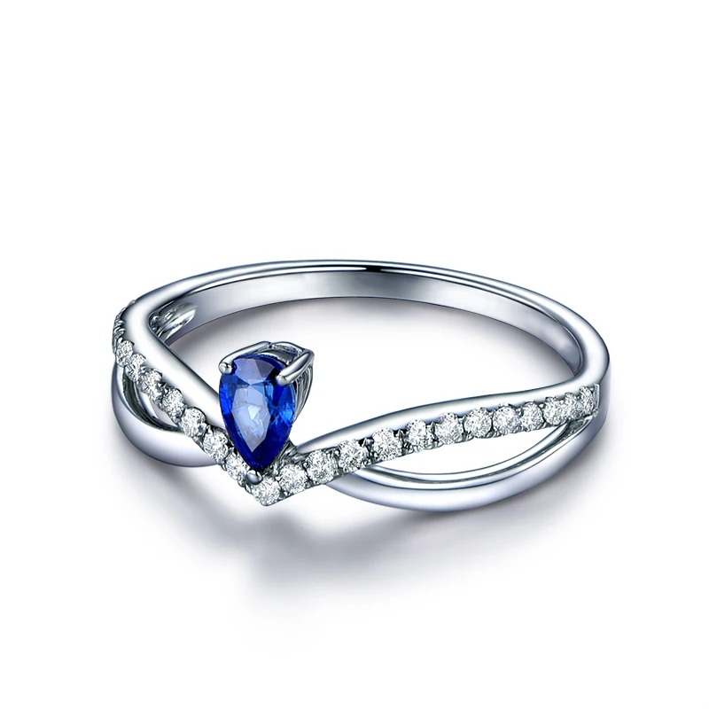 AINUOSHI 1 карат груша срезанные голубые белые Sona Свадебные Кольца из стерлингового