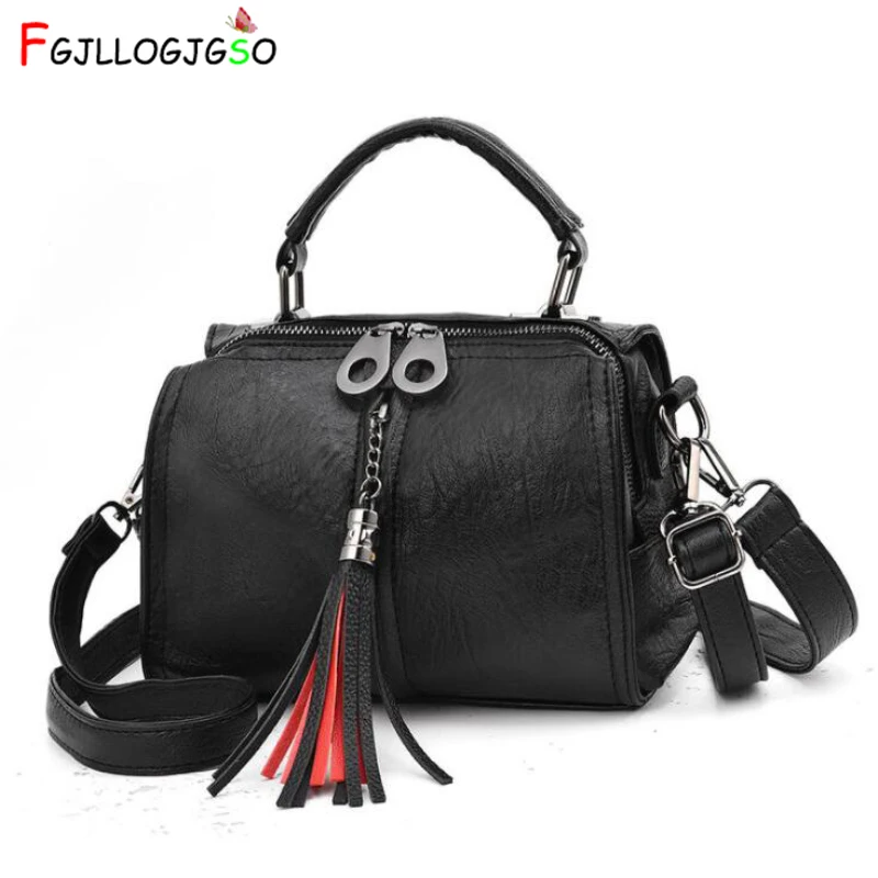 FGJLLOGJGSO Brand winter PU Leather handbag crossbody bags for women Tassel soft Shopping tote female messenger shoulder bag sac | Багаж и