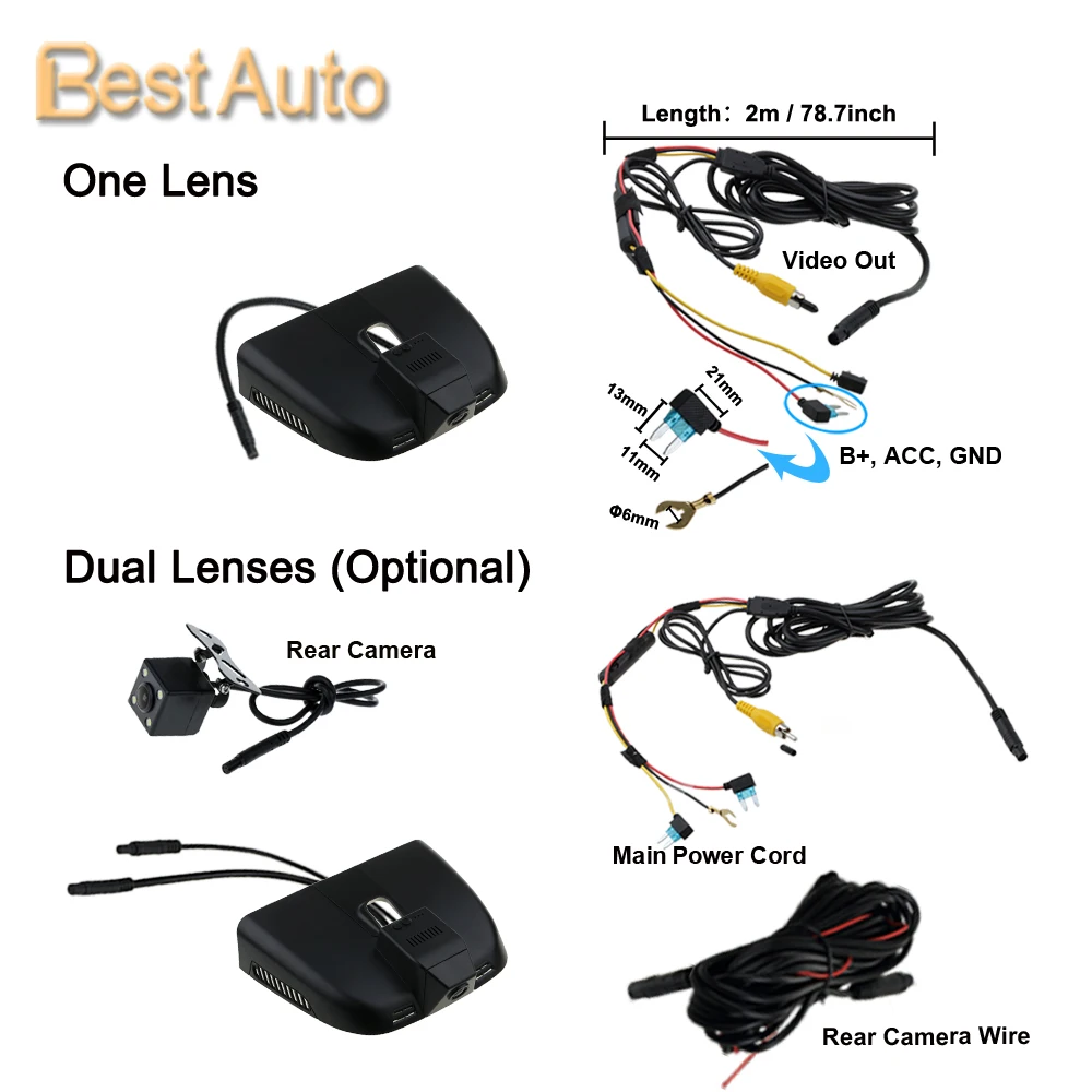 Автомобильная WiFi-камера APP Control 1920*1080P DVR Dash для Mercedes Benz Vito 2016 с скрытой установкой, Sony IMX323 Novatek 96658.