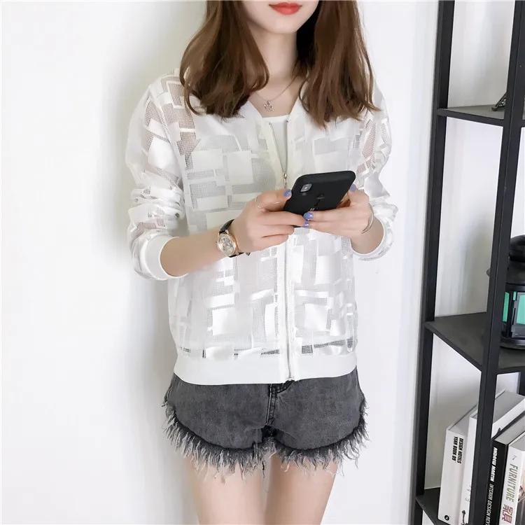 Женская кружевная куртка с длинным рукавом однотонная Повседневная