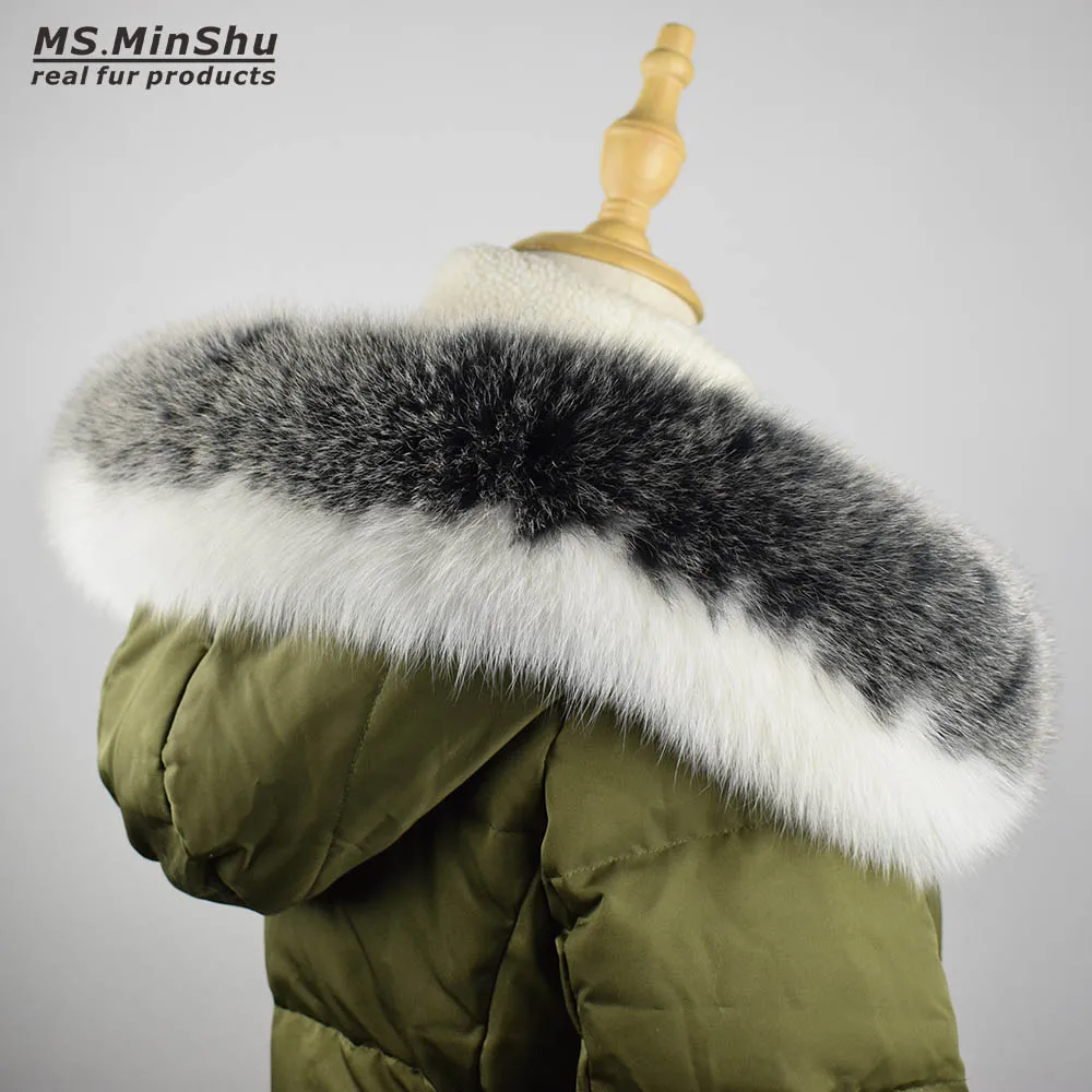 Воротник с лисьим мехом Ms. MinShu воротник капюшоном из 100% натурального меха лисы