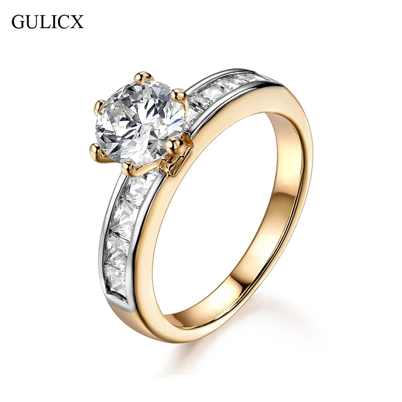 Классические обручальные кольца GULICX 2017 Forever Love круглые сверкающие золотого цвета