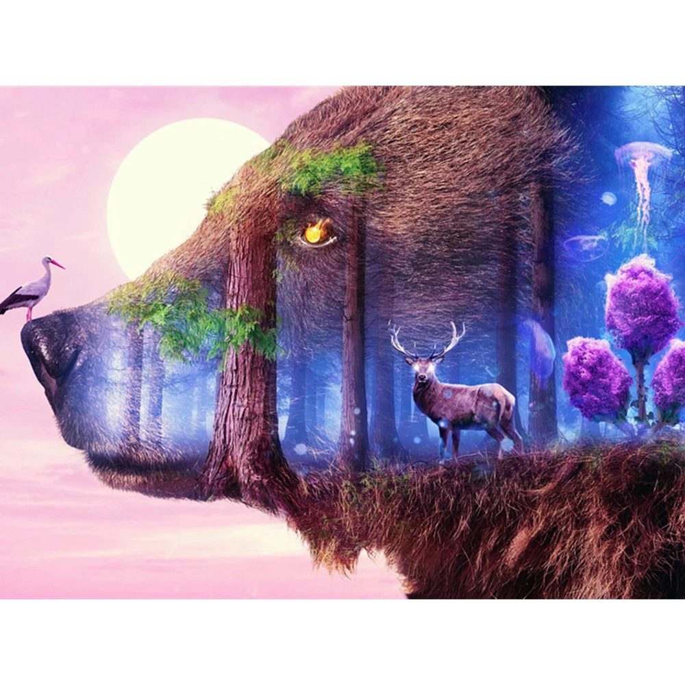 Алмазная вышивка пейзаж полный дисплей картина животное волк горный хрусталь