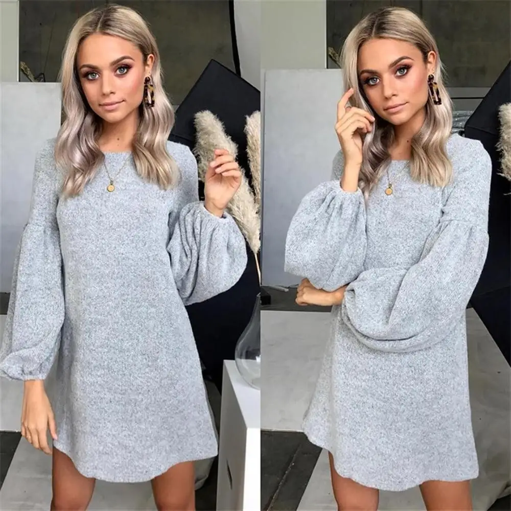 Hot Sale 2018 NEW Autumn Winter Sweater Dress Women Warm Sexy Loose Long O Neck Sleeve Knitted Female | Женская одежда