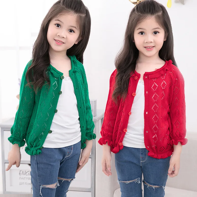2018 Children Kids Baby Girl Clothes Clothing Autumn Spring Solid Hollow Knitting Cardigans Jackets Coat Top Sweater Outfits | Детская