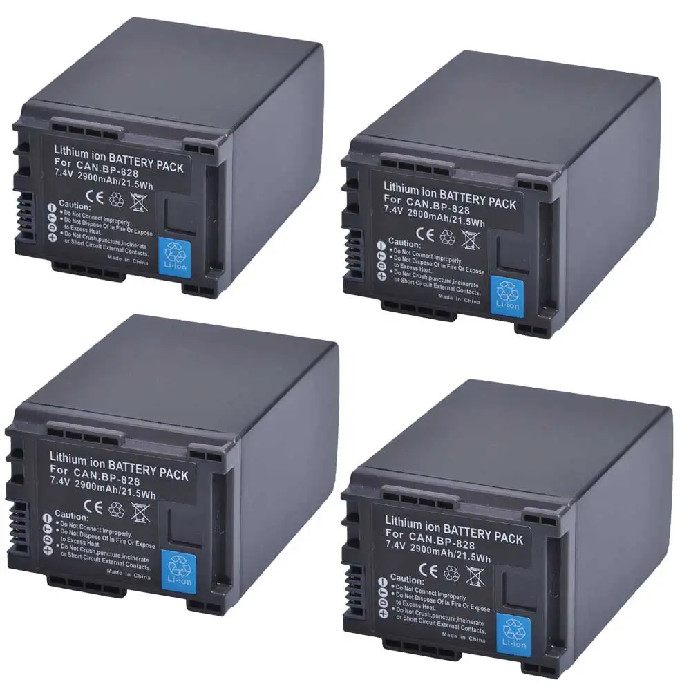 2900 мАч 4 шт. BP828 BP-828 батареи для камеры Canon VIXIA GX10, XF400, XF405 HFG20, HFG30, HFG40, HFM41, HFM400, HFS21, HFS30