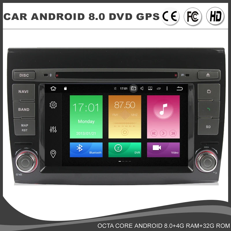 7 &quotAndroid 8 0 Восьмиядерный автомобильный DVD GPS плеер для FIAT BRAVO 2007 2012 радио 4 Гб RAM + 32