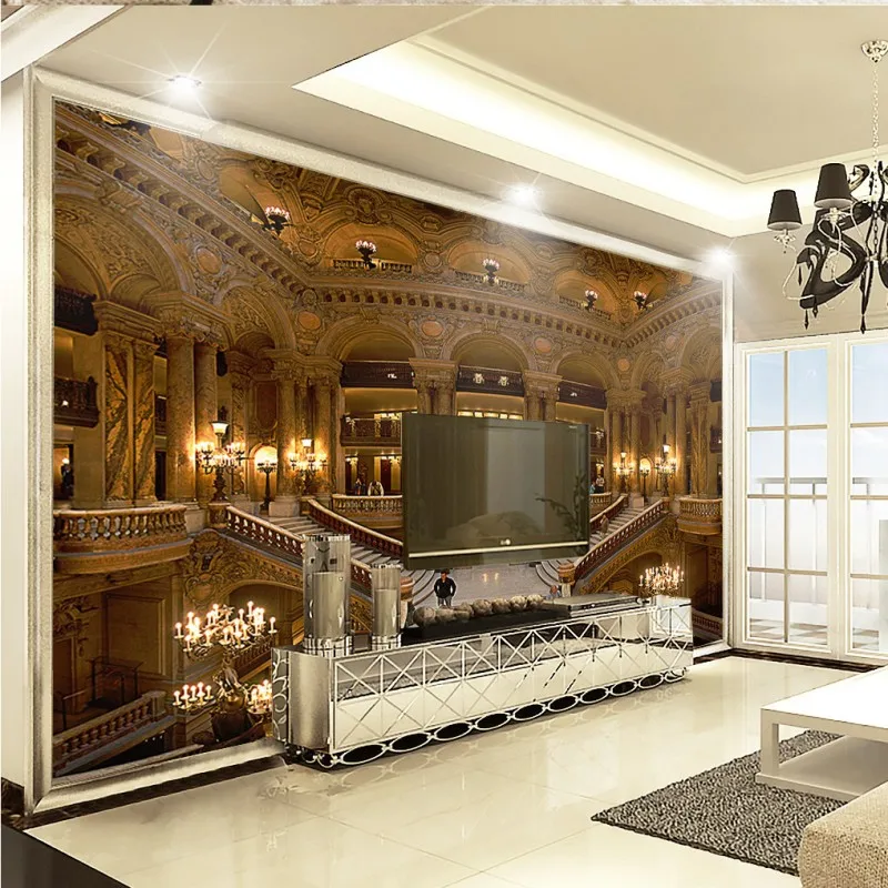 Фотообои 3D европейская Дворцовая роспись картина из Парижа опера дом на заказ