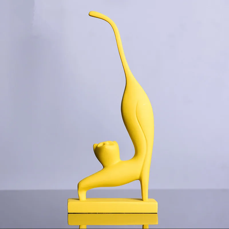 Каваи Желтый Смола котенок домашний декор ремесла абстрактные украшения комнаты