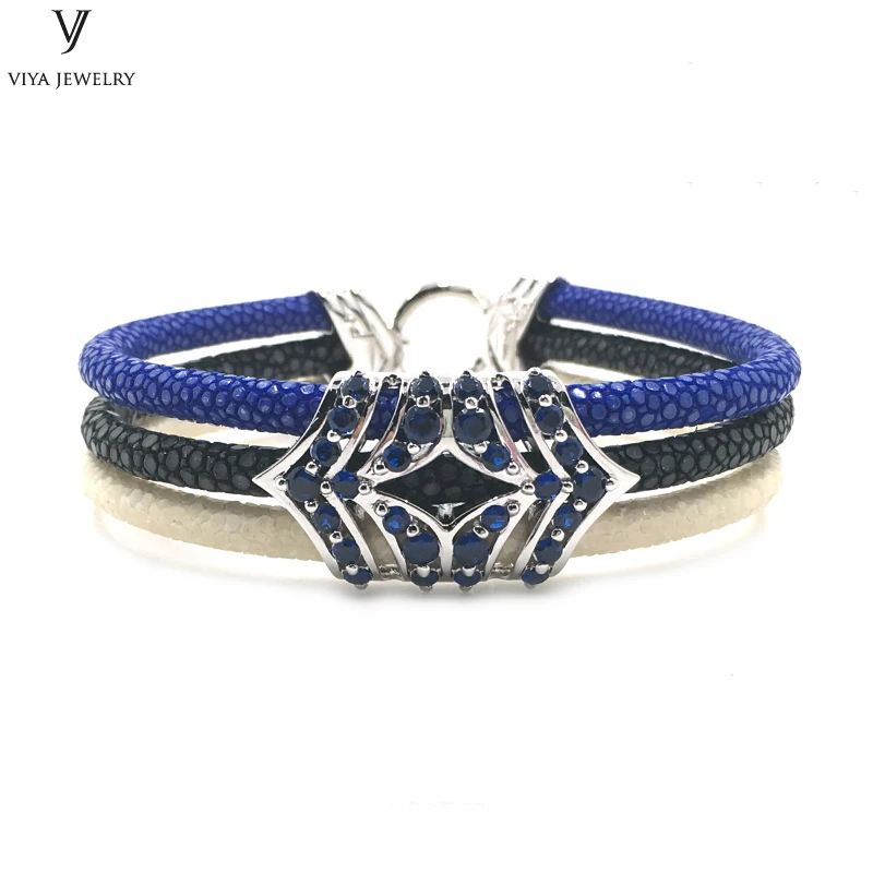 Роскошные три круглые StingrayBracelet 925 пробы серебро браслет для часов Для мужчин