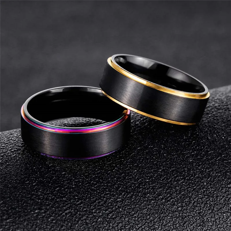 GS Красочные/Золотые 7 мм кольца из титановой стали для мужчин и женщин Diy