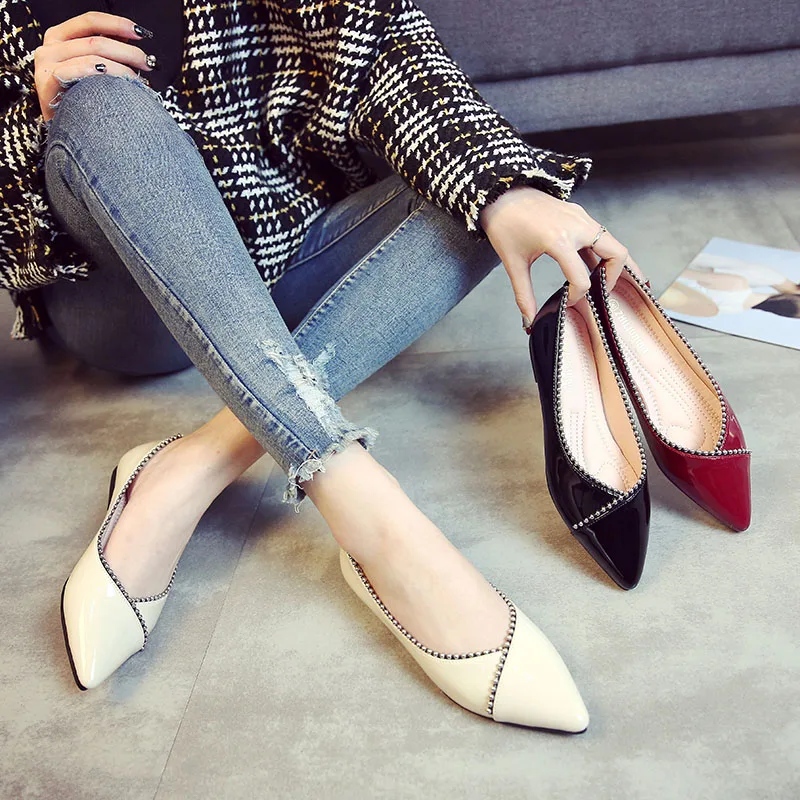 2018 новых диких Фея нежный красные однотонные туфли женская обувь на плоской