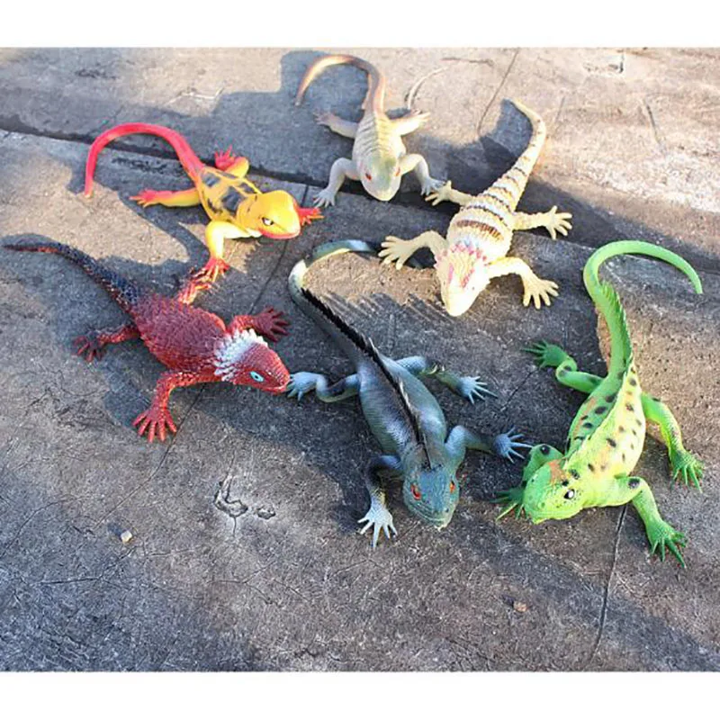 

6pcs/set Boy Favor Lizards Reptile Crocodile Simulation Plastic Animal Model Funny Toys With Whistle For Children Gifts