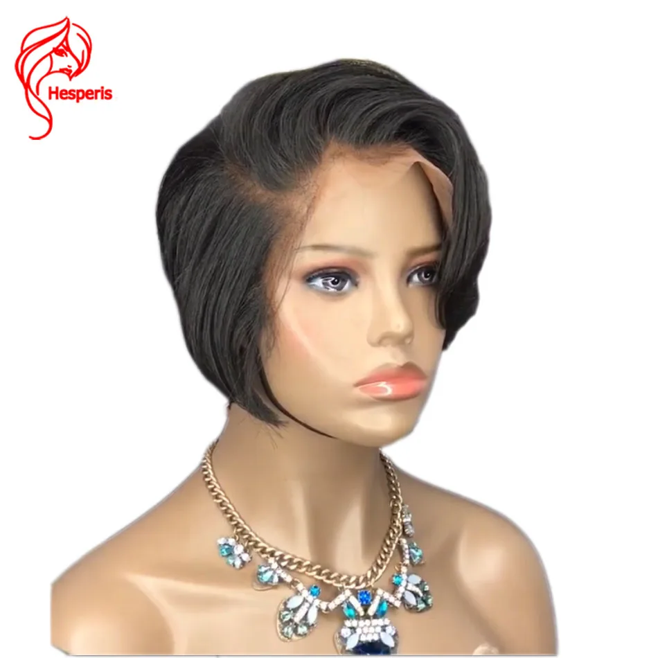 Hesperis бразильские волосы Remy короткий Боб безклеевые парики на полной сетке