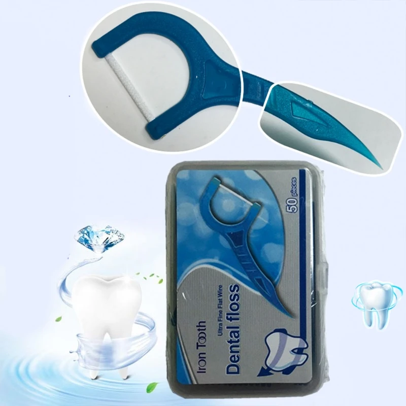 

50pcs Dental Floss Flosser Picks Teeth Toothpicks Stick Oral Care Tooth Cleaning