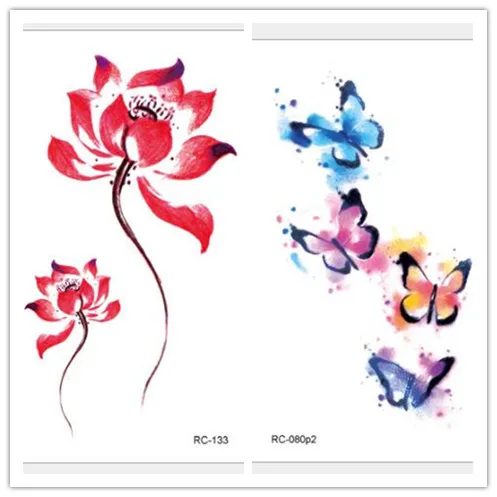 50pack/lot Designer Painting Flowers Latus Butterfly Body Waterproof Temporary Tattoos Sticker Party Costume Decorative | Дом и сад
