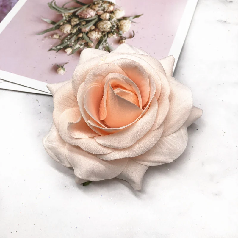 Peach pink HINDJEF 5 шт./искусственный шелк головка розы украшение дома/DIY свадебная одежда обувь шляпы коллаж Декоративные искусственные цветы - Цвет: Peach pink