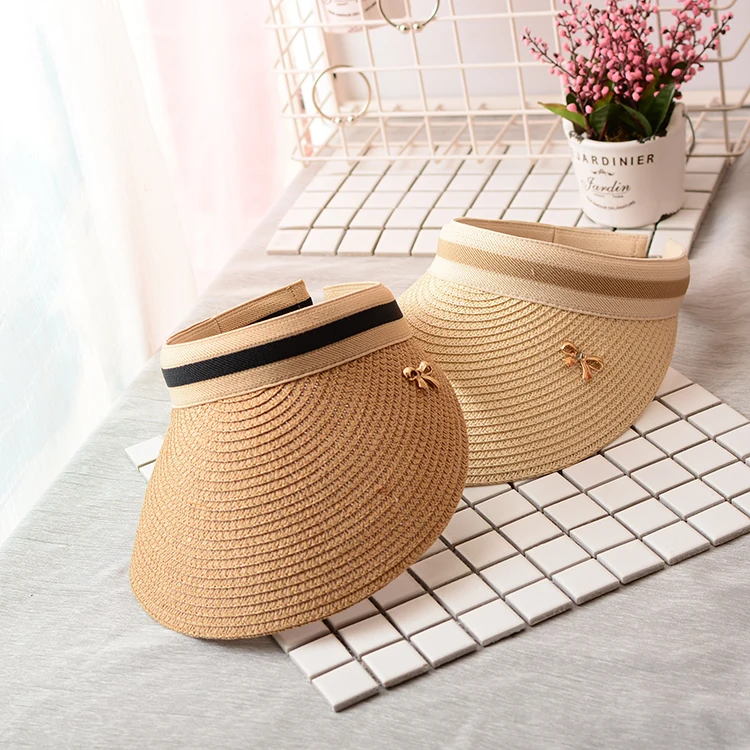 Летняя женская Соломенная Солнцезащитная шляпа с бантом козырек кепка s ручной