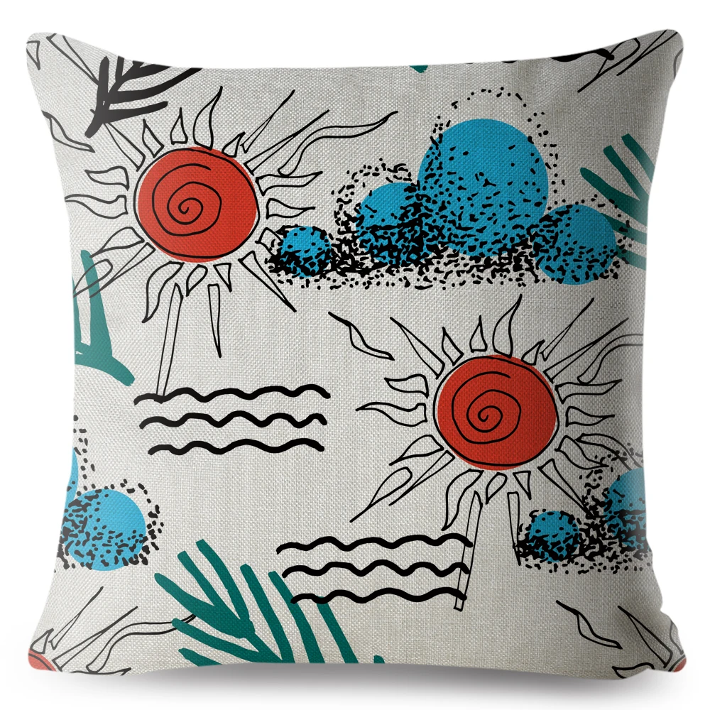 Plant Flower Cactus Print Throw Pillow Case Cotton Linen Pillows Cases 45*45cm Square Sofa Cushion Cover Home Decor Pilowcase | Дом и сад