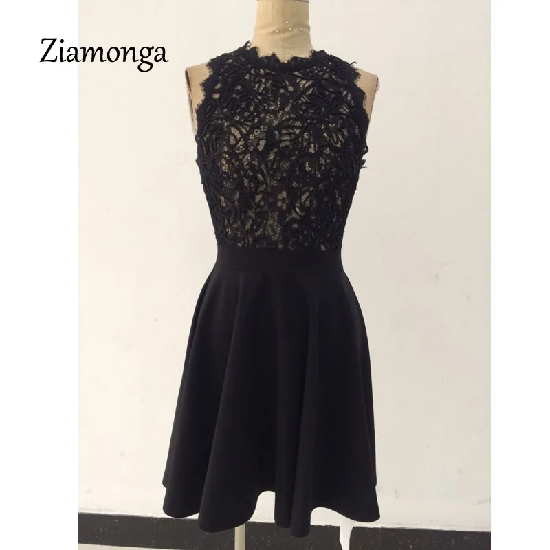 Женское короткое Плиссированное Платье черно белое платье с кружевом кроше