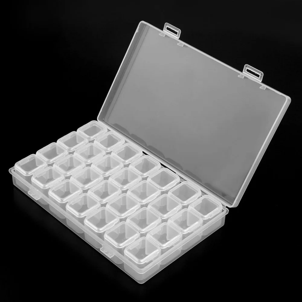 

28 Slots Jewelry Diamond Painting Accessories grid Box Embroidery Case Cross Stitch sewingTools Holder Storage Nail Art WG842