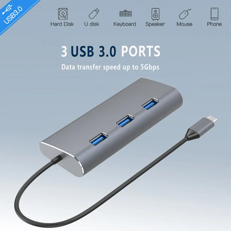 USB хаб адаптер HDMI RJ45 PD TF/SD для MacBook Samsung Galaxy S9/S8 Huawei P20 Pro Type C 3 0|USB-хабы| |