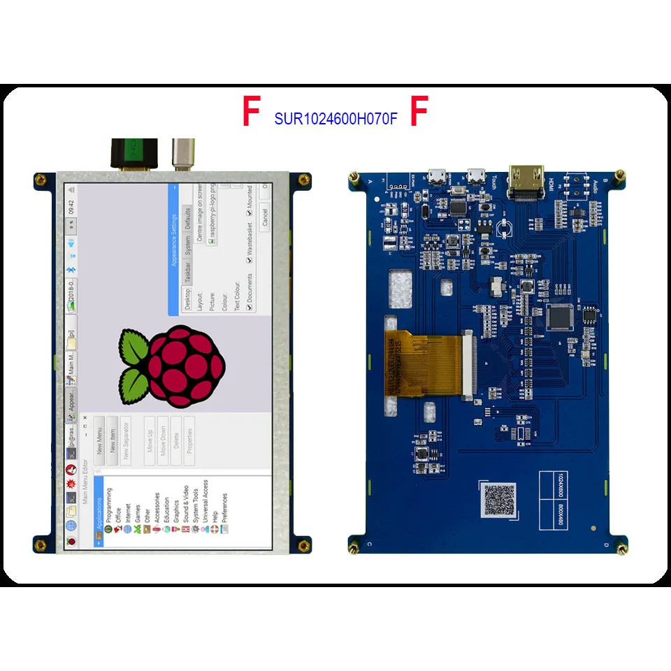 " 7,0 дюймов 1024*600 TFT HDMI ЖК-модуль дисплей монитор экран с USB емкостной сенсорной панелью аудио выход для Raspberry Pi - Цвет: SUR1024600H070F