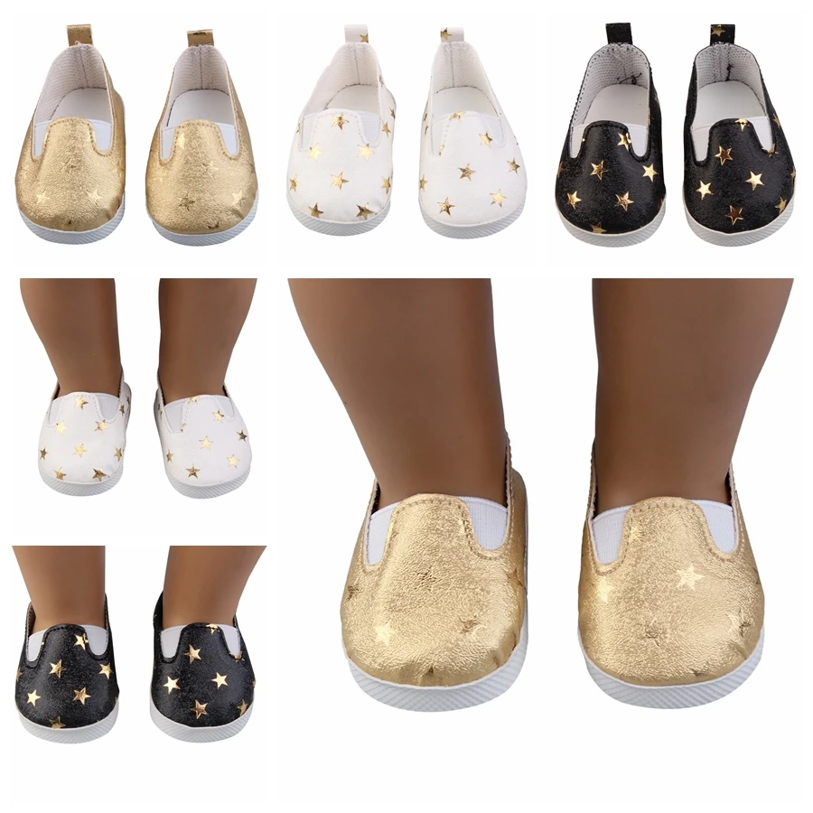

New Doll Shoes For 18 Inch United Stated Girl Doll Suit 45cm Reborn Doll Accessories Star Pattern Shoes 7cm for 1/3 BJD Shoes