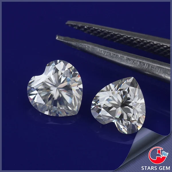Белый цвет Moissanite драгоценные камни DEF 6*6 мм в форме сердца свободные моиссаниты