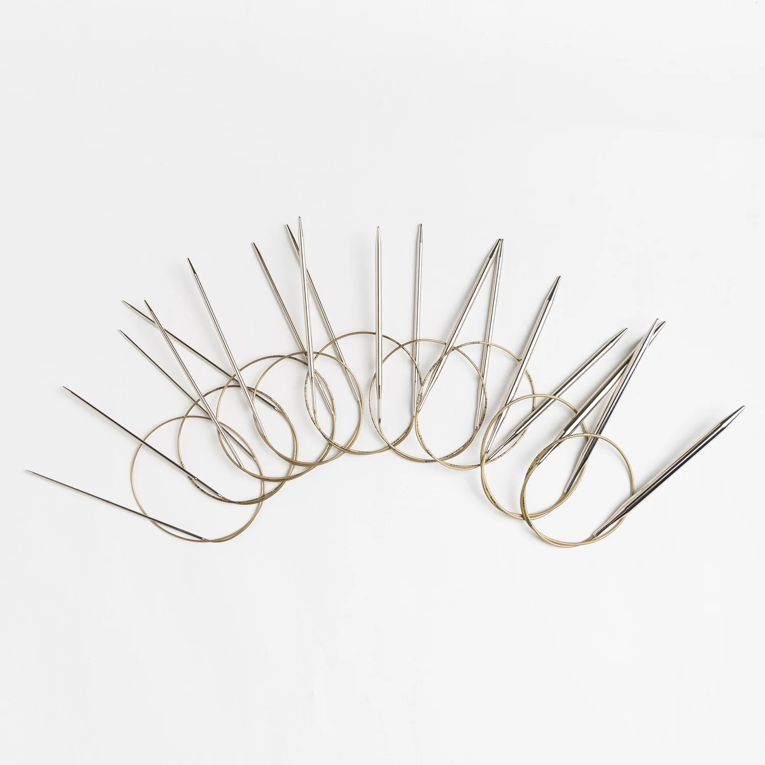 Круговые спицы для вязания Addi 105 7 60 см фиксированные с очень острыми золотыми