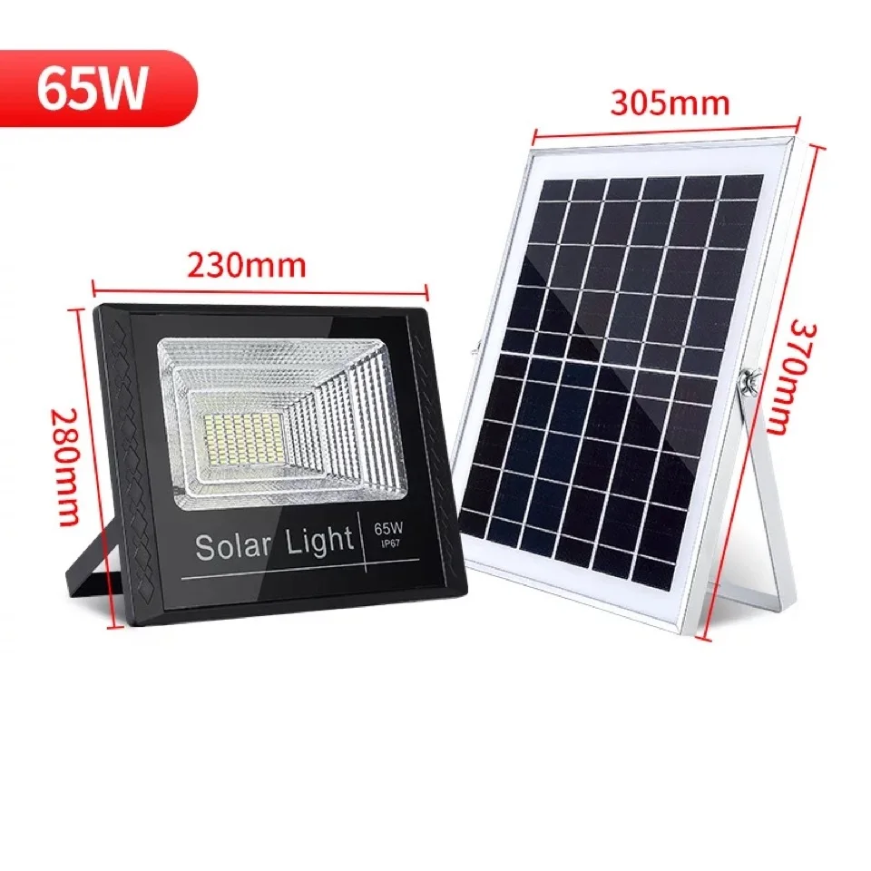 65W 10W25W45W120W Открытый Солнечный уличный световой поток Наружное освещение яркая Водонепроницаемая большая солнечная панель дистанционный настенный светильник - Испускаемый цвет: 65W