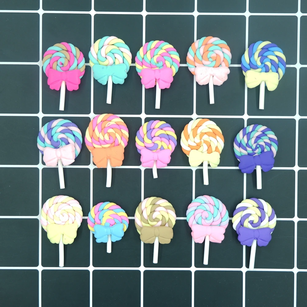 Кавайные полимерные глиняные конфеты кабошон из смолы с плоским основанием для