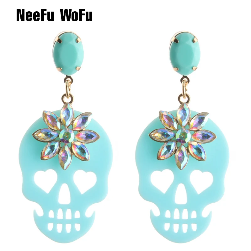 Висячие серьги NeeFu WoFu с кристаллами в виде черепа полимерная серьга чаньтоу