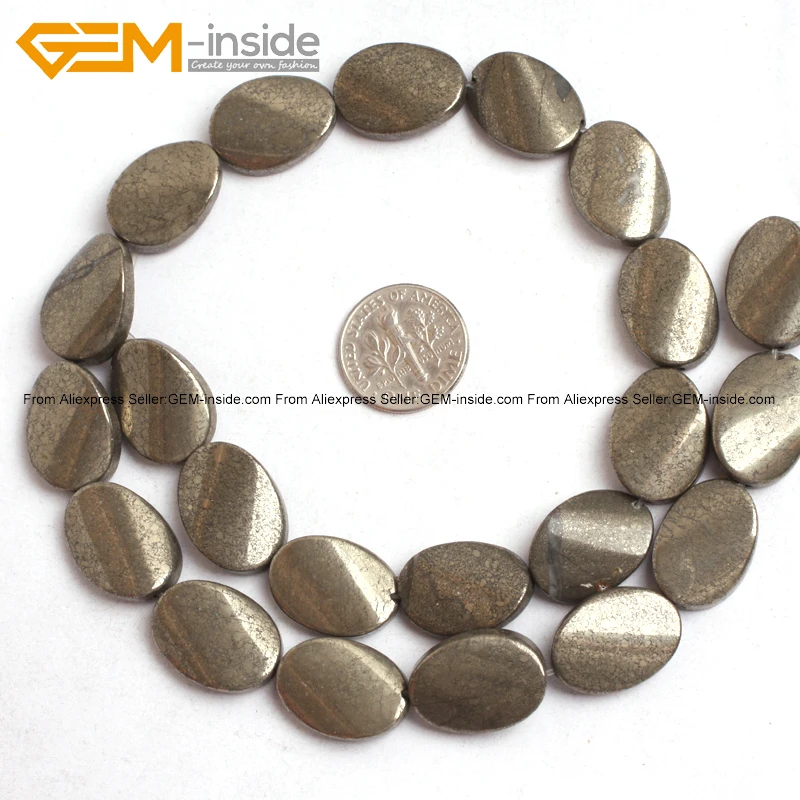 Жемчужные внутри 13х18 мм натуральные плоские овальные крученые пиритовые бусины