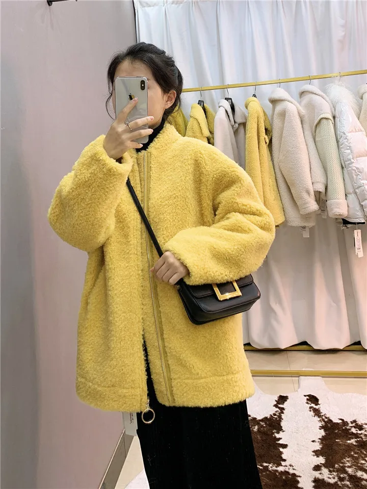 OFTBUY зимняя женская куртка, пальто из натурального меха, новинка, пальто для стрижки овец, женское Свободное пальто из овечьей шерсти, верхняя одежда, уличная одежда, новинка