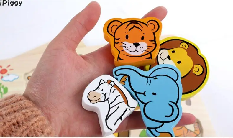 iPiggy New Arrival Baby Toys 3D Puzzle Wooden Carton Animal Fruit Matching Board Children Educational Birthday Gift | Игрушки и хобби