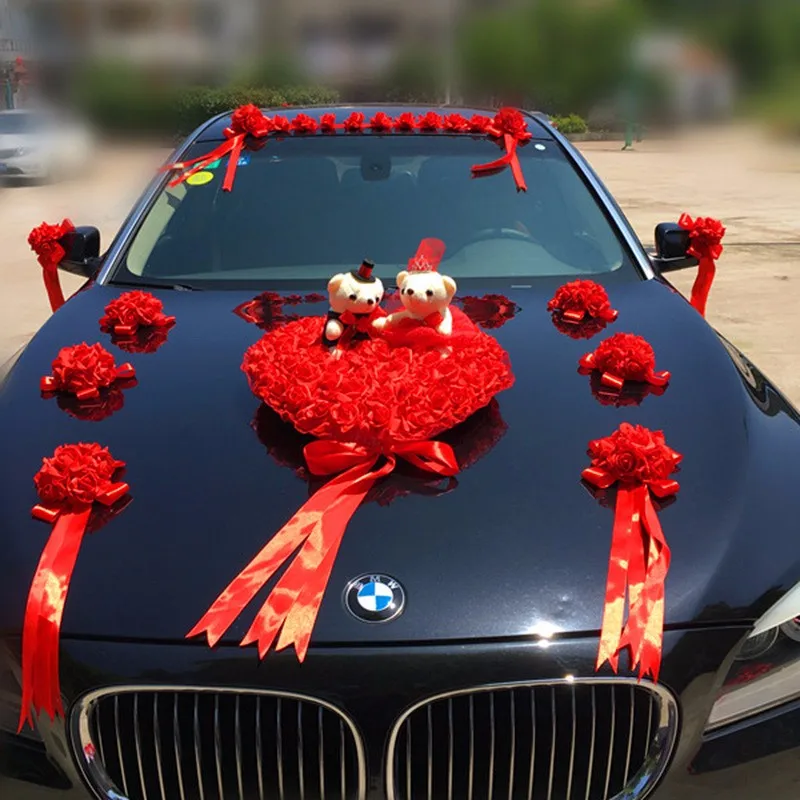 Свадебный автомобиль украшения Искусственные цветы Свадебные Декоративные цветы Пена розы шелк украшение