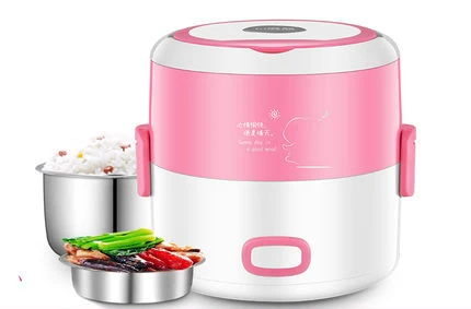Pink CUKYI Портативный электро ланч бокс двойной горячие блюда Пособия по кулинарии сменный электрические нагревательные Термальность изоляции мини-контейнер для ланча - Цвет: Pink