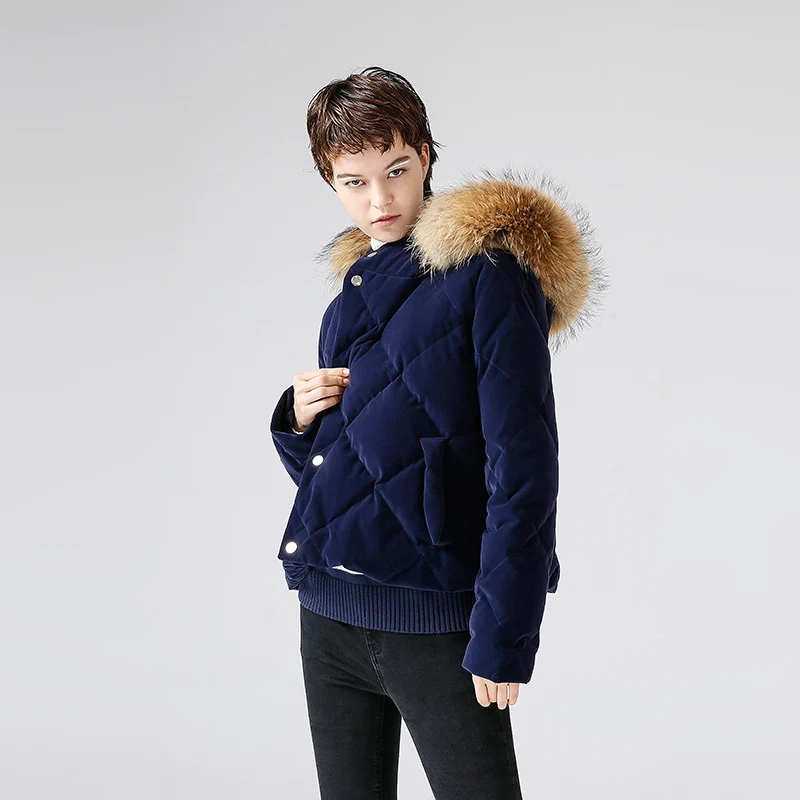 Toyouth Пух пальто 2017 Зима Для женщин Цвет меховой воротник утолщаются тепло