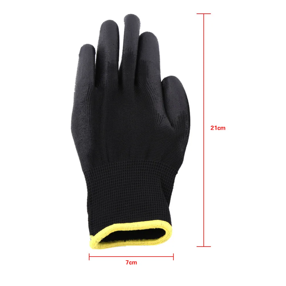12 пар черные нейлоновые перчатки с полиуретановым покрытием безопасные для