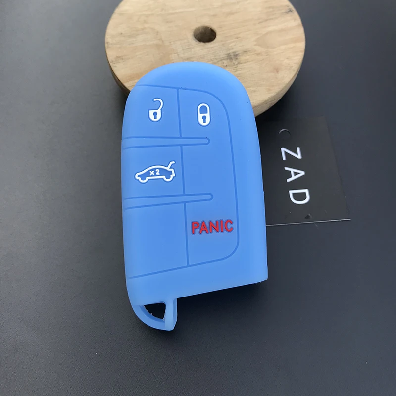 ZAD силиконовый чехол для автомобильного ключа CHRYSLER Dodge JEEP FIAT Smart Remote 3 + panic 4 кнопки