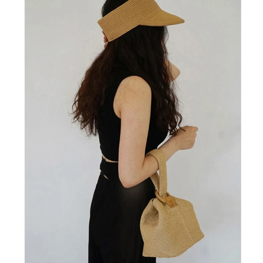 Ins летние сумки с ручками женские Соломенные Сумочки сумка-мешок повседневные