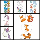 YURAN красочные Мультяшные временные татуировки наклейки Детские тело рука лиса Единорог фальшивые татуировки детские руки 3D Искусство водостойкие татуировки