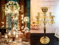 h75cm w48cm 5 heads crystal candelabra candle holder wedding centerpiece flower vase candle holder gold candelabrum