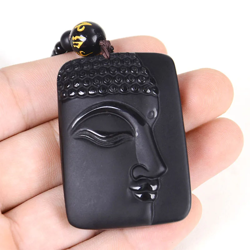 

LNRRABC 1PC New High Quality 8Types Black Obsidian Carving Buddha Lucky pendant Unisex Pendant Necklace