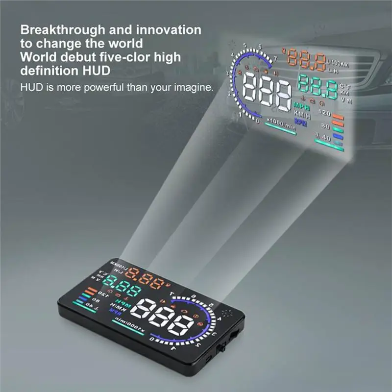 Универсальный A8 5 дюймов Автомобильный HUD Дисплей OBDII Предупреждение скорости