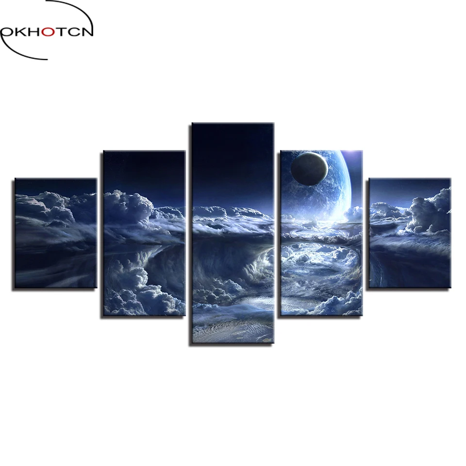 OKHOTCN HD Печать постер настенное Искусство Холст домашний Декор 5 шт. море облаков
